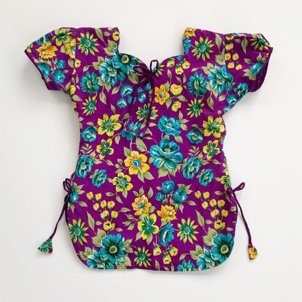 Purple Flower Hawaiian Dress w/ Tassles 🏝 EUC